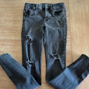 Zara distressed black wash jeans